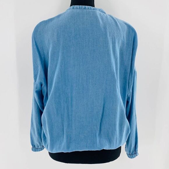 Zara Trafaluc Denim-Wear Chambray Zip Bomber Jacket Size Small - Picture 4 of 13